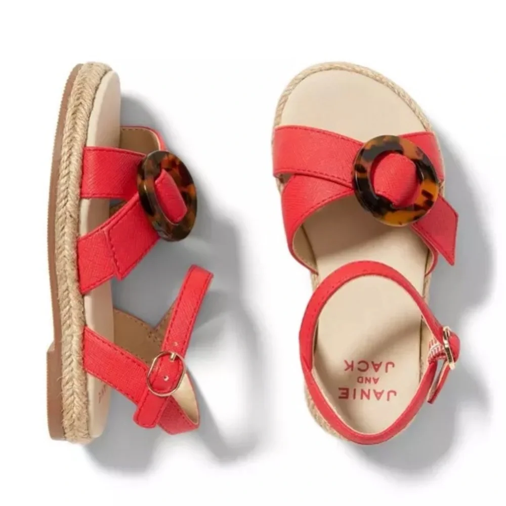 Janie & Jack | Tortoise Espadrille | COLOR Poppy Red Sandals | Size